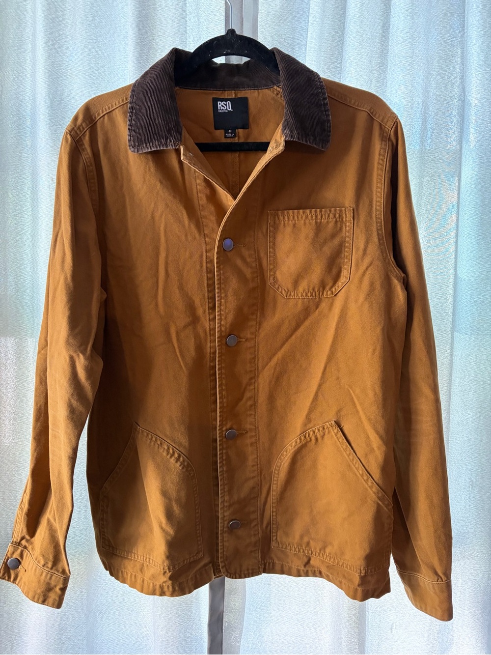 RSQ Men's Tan Work-Style Shirt Jacket with Corduroy Collar chore SZ M.